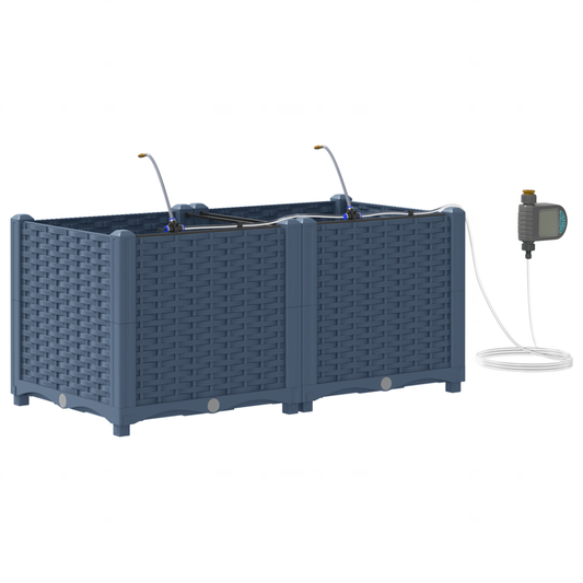 vidaXL Ζαρντινιέρες κήπου Γκρι 80 x 40 x 37.5 cm Ατσάλι