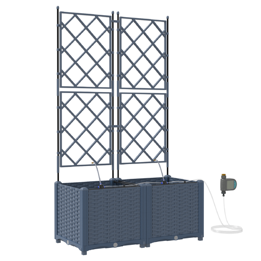 vidaXL Ζαρντινιέρες κήπου Γκρι 80 x 40 x 142 cm Ατσάλι