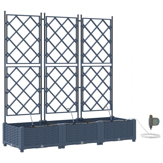 vidaXL Γλάστρες Κήπου 1 τεμ Καφασωτό Γκρι 120 x 40 x 126 cm Πλαστικό