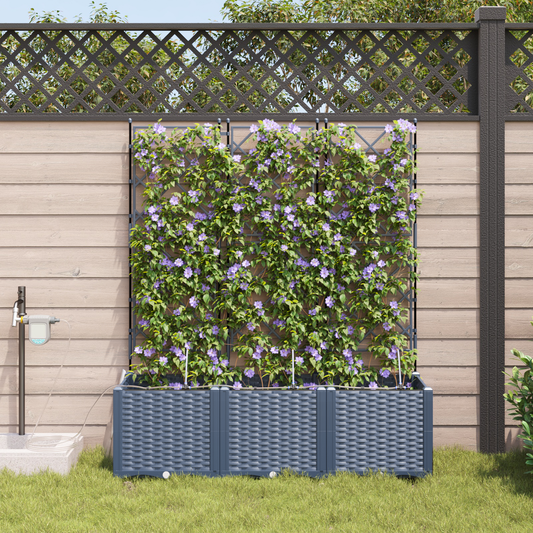 vidaXL Γλάστρες Κήπου 1 τεμ Καφασωτό Γκρι 120 x 40 x 142 cm Πλαστικό