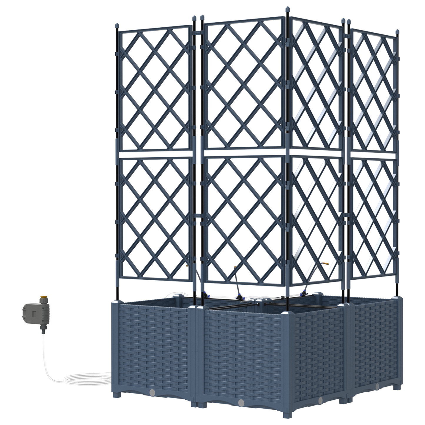 vidaXL Ζαρντινιέρες κήπου Γκρι 80 x 80 x 142 cm Ατσάλι