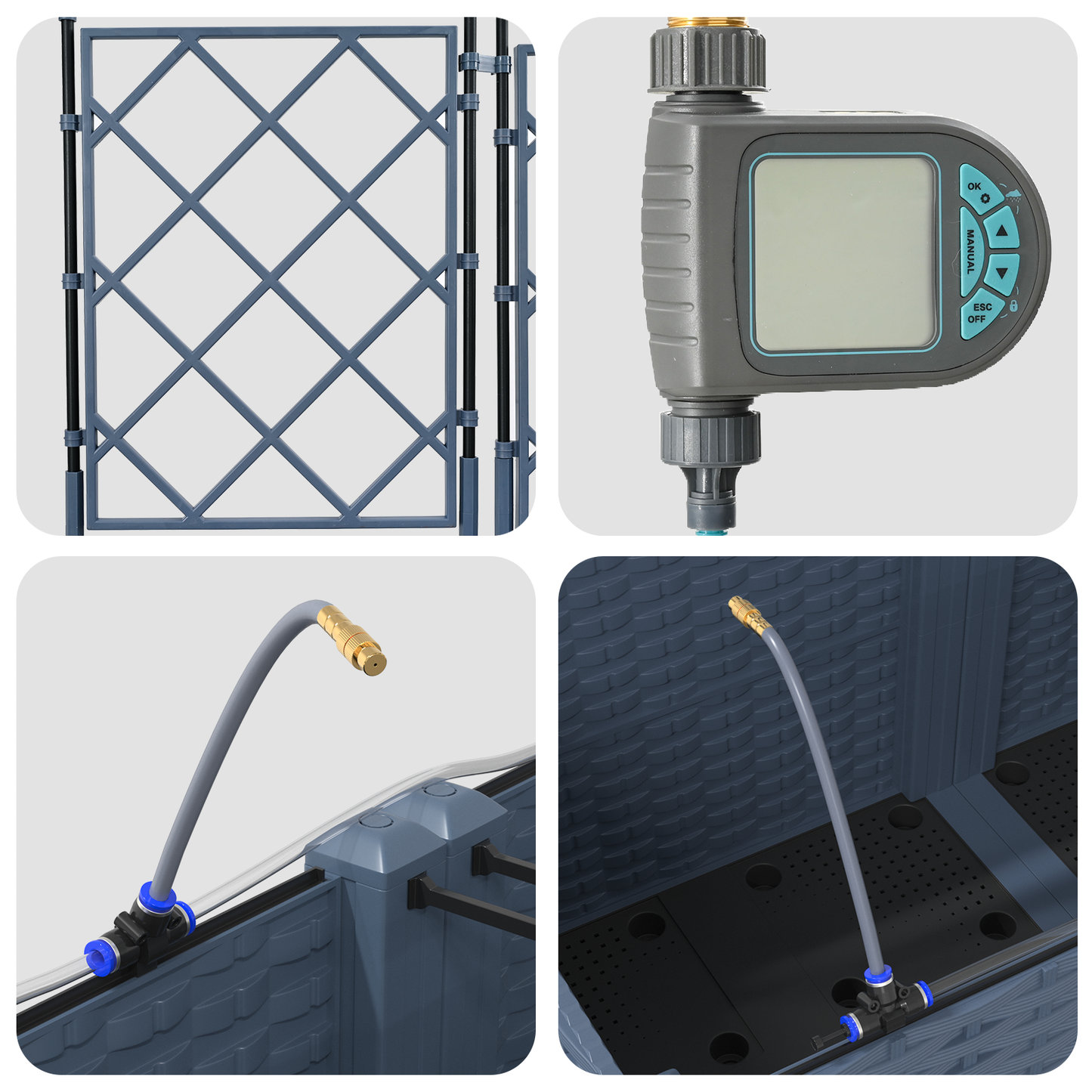 vidaXL Ζαρντινιέρες κήπου Γκρι 120 x 120 x 142 cm Ατσάλι