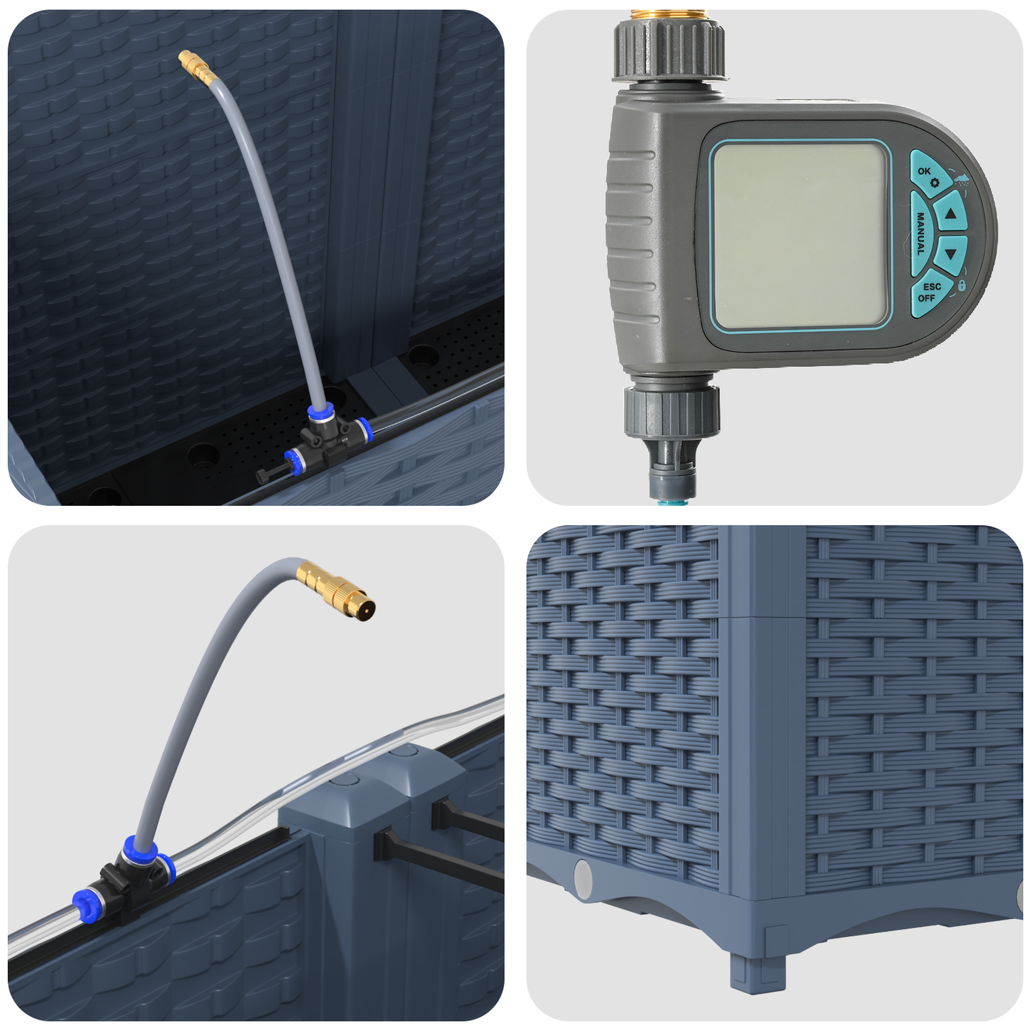 vidaXL Ζαρντινιέρες κήπου Γκρι 160 x 40 x 52 cm Ατσάλι