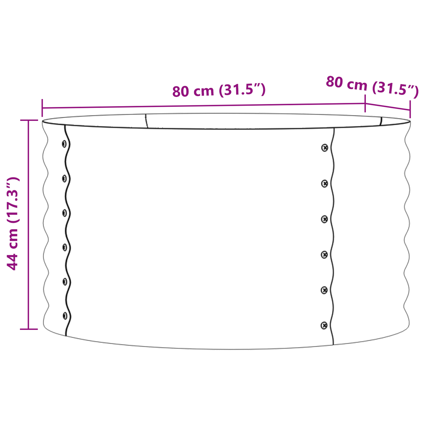 vidaXL Υπερυψωμένη Ζαρντινιέρα Καφέ 80 x 80 x 44 cm Ατσάλι