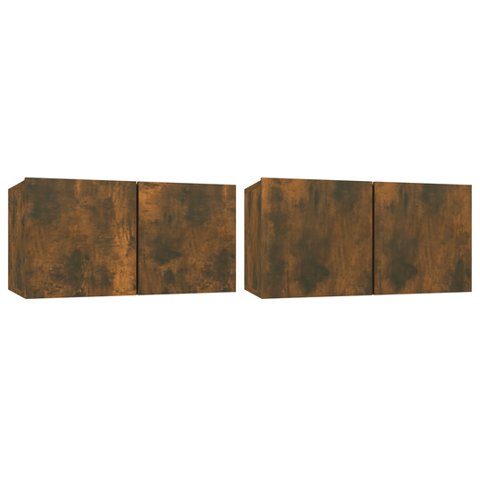 vidaXL Έπιπλα Τηλεόρασης Κρεμαστά 2 τεμ. Καπνιστή Δρυς 60x30x30 εκ.