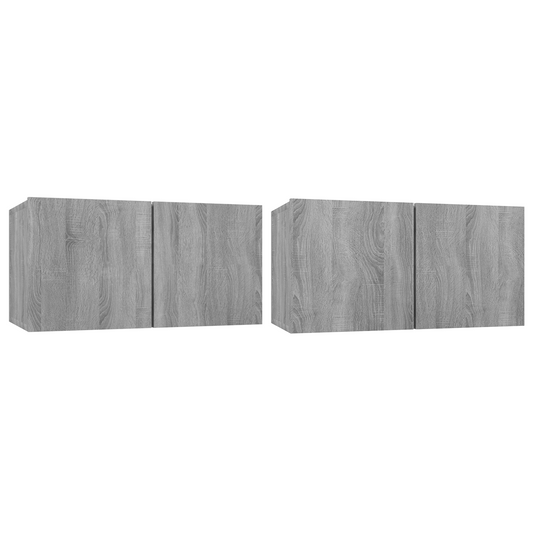 vidaXL Έπιπλα Τηλεόρασης Κρεμαστά 2 τεμ. Γκρι 60x30x30 εκ. Επεξ. Ξύλο