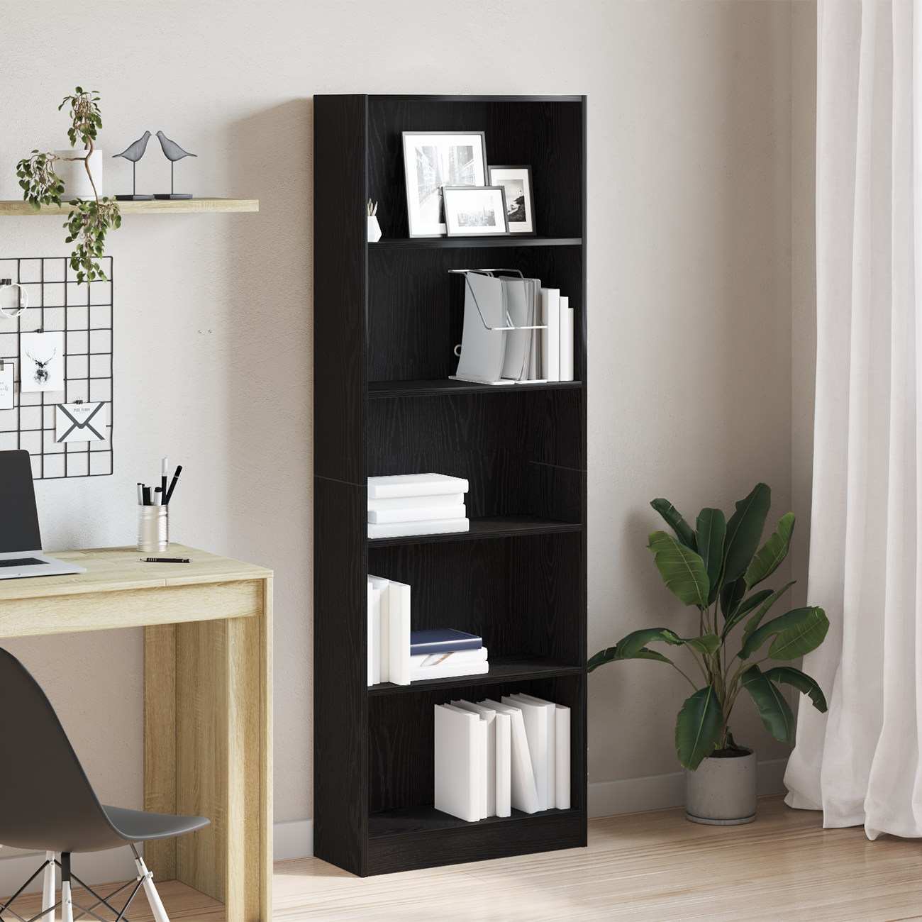 vidaXL Ράφι Βιβλίων 60 x 24 x 176 εκ Επεξεργασμένο Ξύλο Μαύρη Οξυά