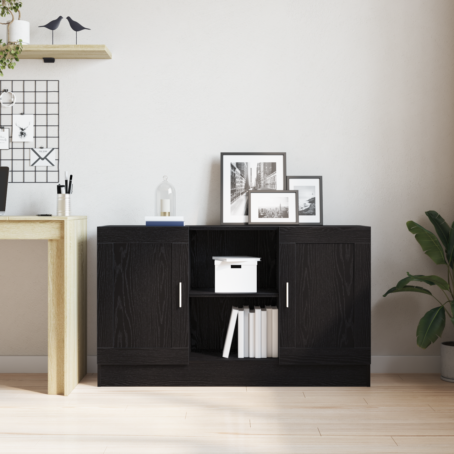 vidaXL Πλαϊνό γραφείο Μαύρη Οξυά 120 x 30,5 x 70 εκ Επεξεργασμένο Ξύλο