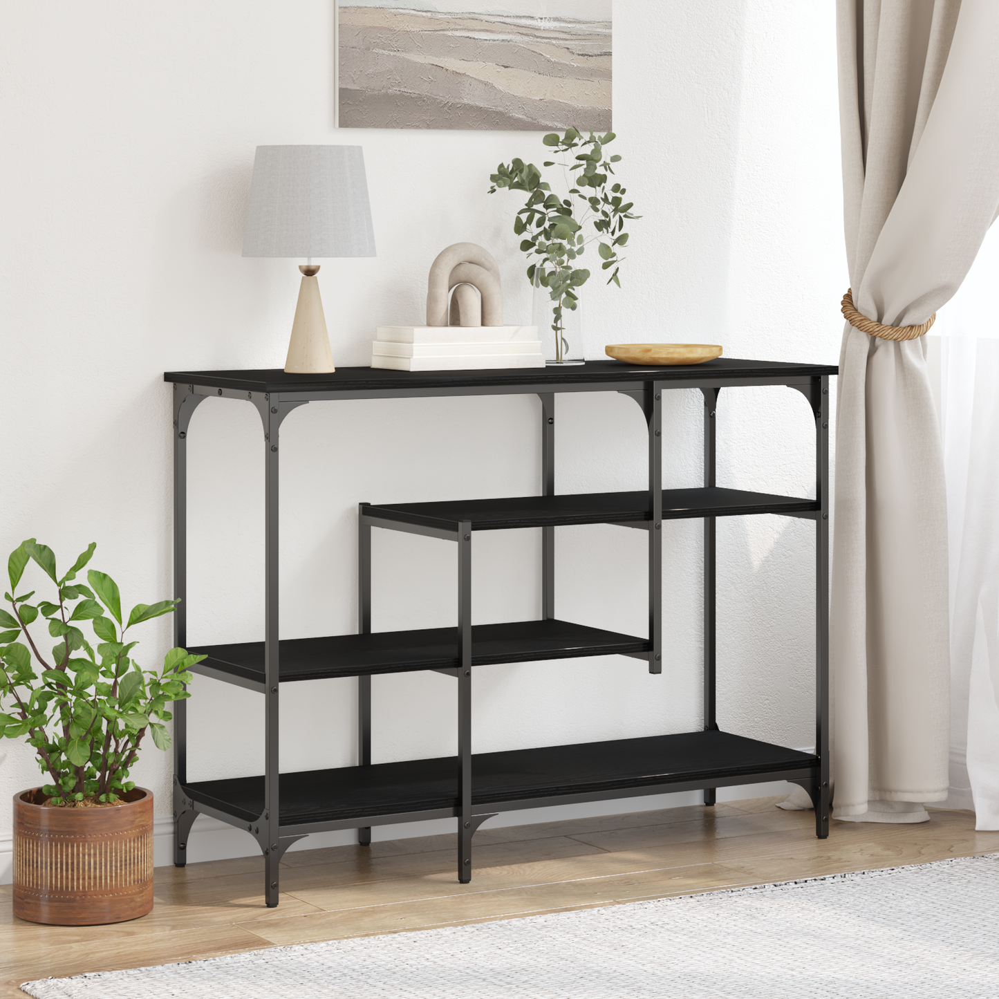 vidaXL Τραπέζι Κονσόλας Μαύρη δρυς 100 x 35 x 75 εκ.
