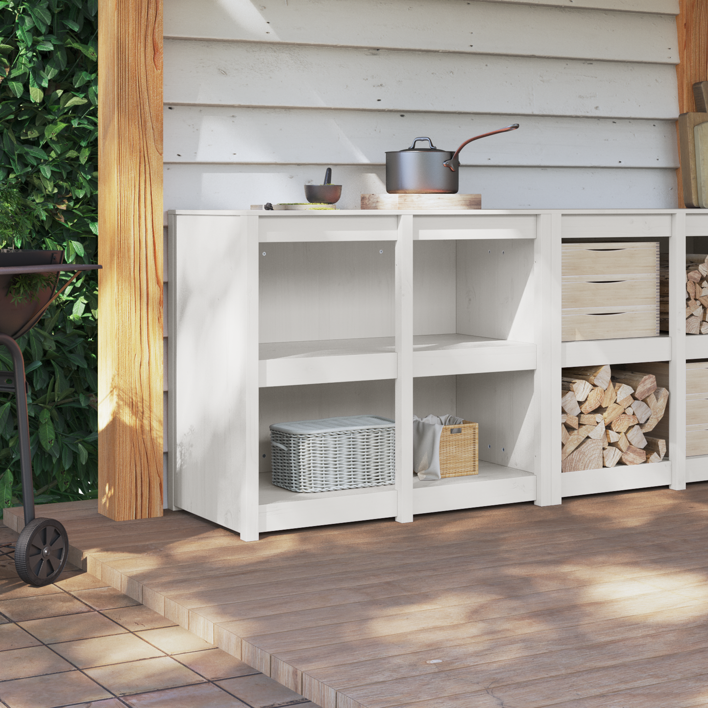 vidaXL Ντουλάπα Κουζίνας με ράφι MEPPEL Θερμό λευκό 106 x 55 x 92 cm