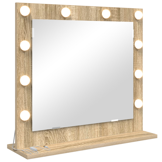 vidaXL Καθρέφτης Vanity με Φώτα LED Sonoma Oak 60x55x18 εκ.
