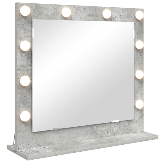 vidaXL Καθρέφτης Vanity με LED Φώτα Γκρι Σκυρόδεμα 60x55x18 εκ.