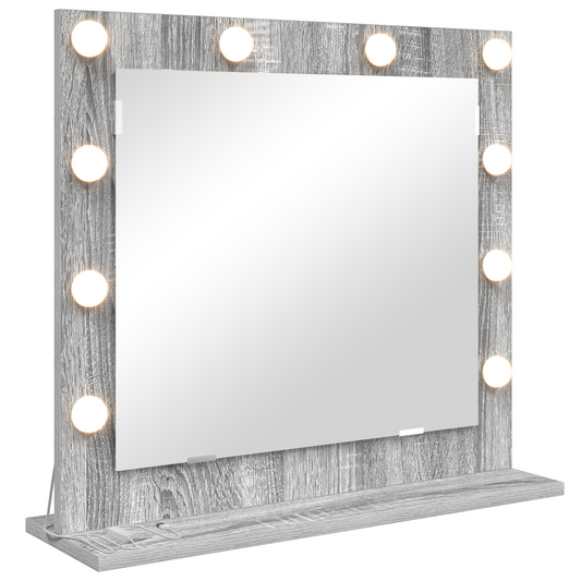 vidaXL Καθρέφτης Vanity με LED Φώτα Γκρι Σονομά 60x55x18 εκ