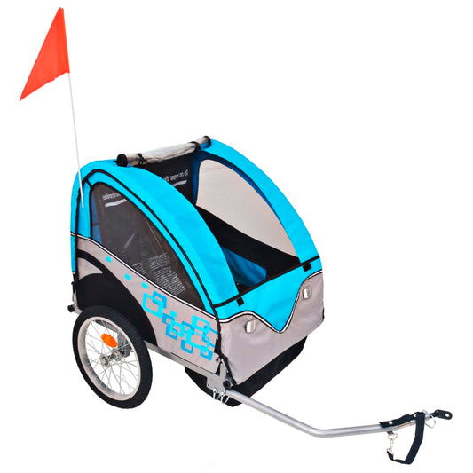 vidaXL Children's Bike Trailer Grey / Blue 30 kg