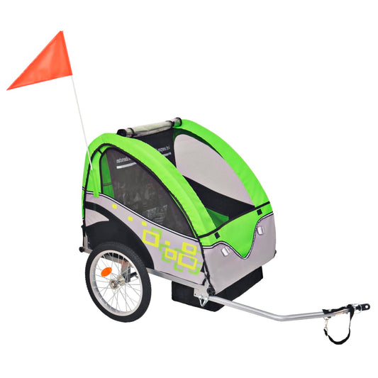vidaXL Children's Bike Trailer Grey / Green 30 kg