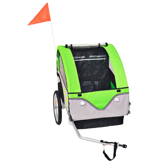 vidaXL Children's Bike Trailer Grey / Green 30 kg