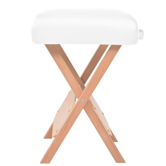 vidaXL Folding Massage Stool White with Thick Seat 12 cm.