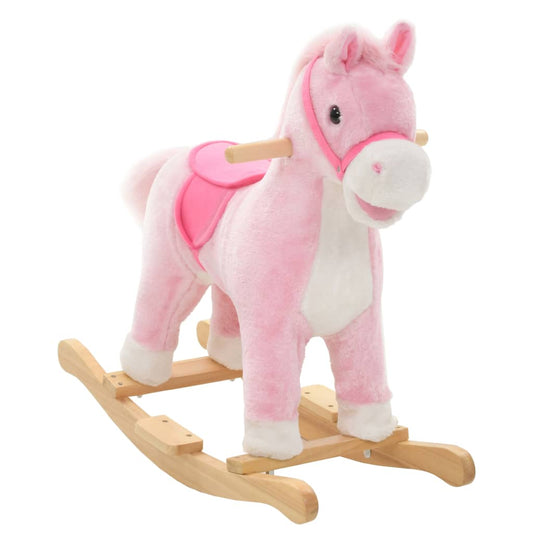 vidaXL Rocking Horse Toy Pink 65 x 32 x 58 cm Plush