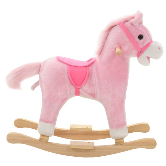 vidaXL Rocking Horse Toy Pink 65 x 32 x 58 cm Plush