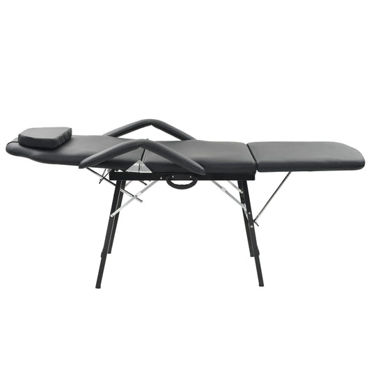 vidaXL Portable Beauty Chair Black 185x78x76 cm Synthetic Leather