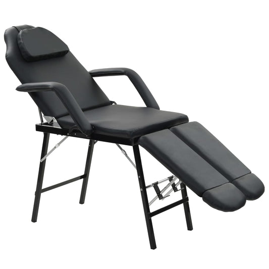 vidaXL Portable Beauty Chair Black 185x78x76 cm Synthetic Leather