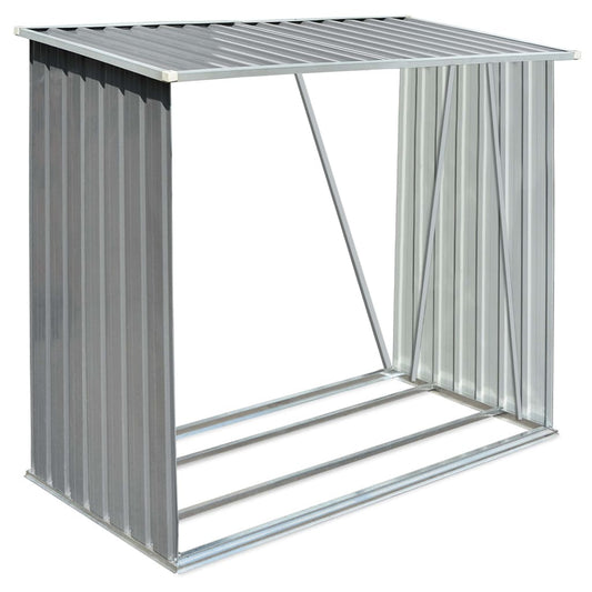 vidaXL Garden Wood Storage Shed Grey 163x83x154 cm Steel