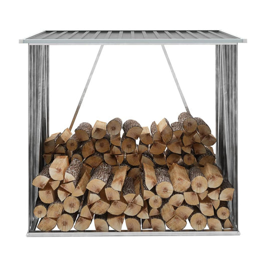 vidaXL Garden Wood Storage Shed Grey 163x83x154 cm Steel