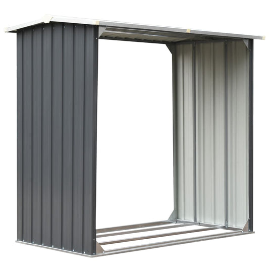 vidaXL Garden Wood Storage Shed Grey 172x91x154 cm Steel