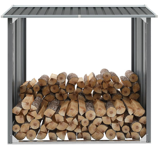vidaXL Garden Wood Storage Shed Grey 172x91x154 cm Steel