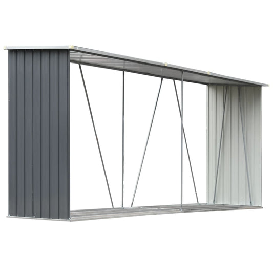 vidaXL Garden Wood Storage Shed Grey 330x84x152 cm Steel