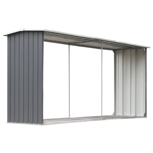 vidaXL Garden Wood Storage Shed Grey 330x92x153 cm Steel
