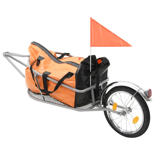 vidaXL Luggage Carrier Bike Trailer Orange / Black with Bag