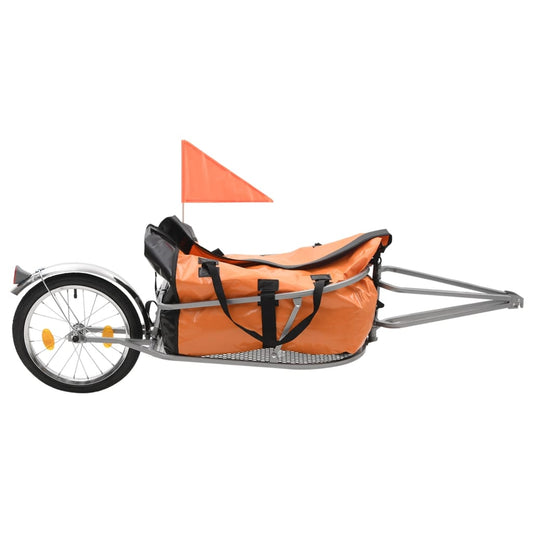 vidaXL Luggage Carrier Bike Trailer Orange / Black with Bag