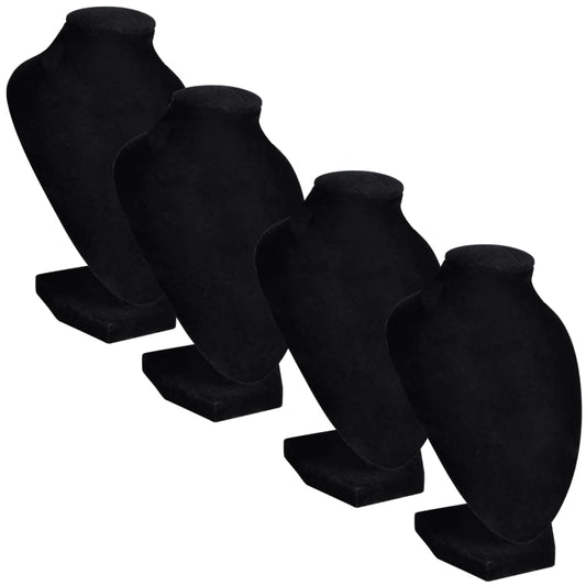 Necklace Bust / Jewelry Stand 4 pcs. Black 9x8.5x15 cm. Velvet