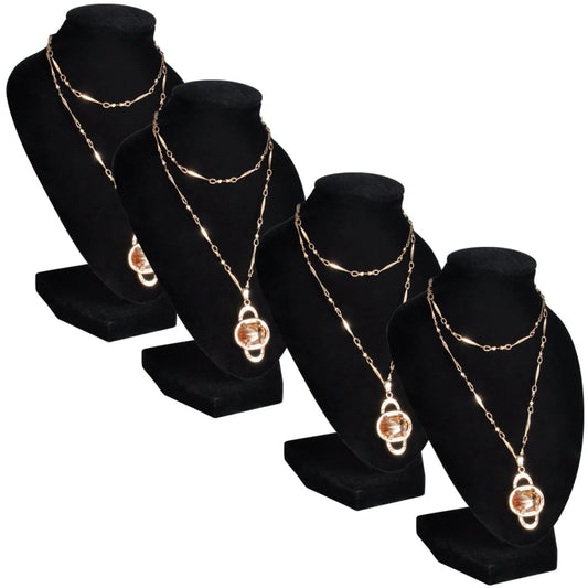 Necklace Bust / Jewelry Stand 4 pcs. Black 9x8.5x15 cm. Velvet
