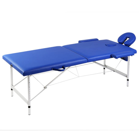 vidaXL 2-Seater Folding Massage Bed with Aluminum Frame Blue