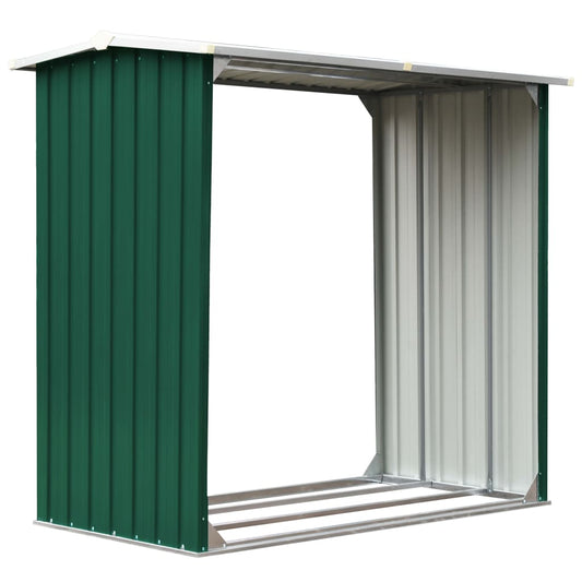 vidaXL Wood Storage Shed Green 172x91x154 cm Galvanised Steel