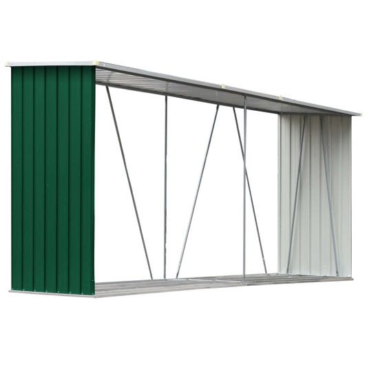 vidaXL Garden Wood Storage Shed Green 330x84x152 cm Steel
