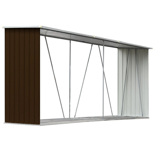 vidaXL Garden Wood Storage Shed Brown 330 x 84 x 152 cm Steel