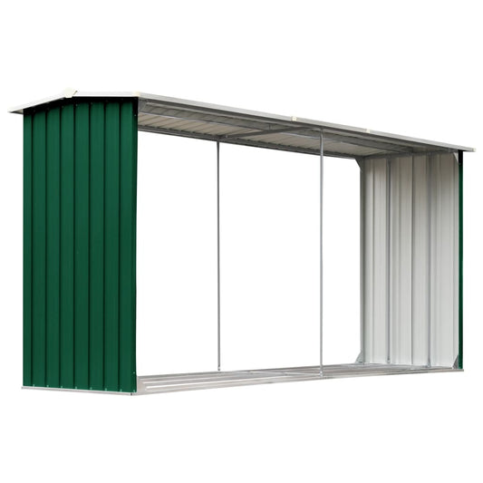 vidaXL Garden Wood Storage Shed Green 330x92x153 cm Steel