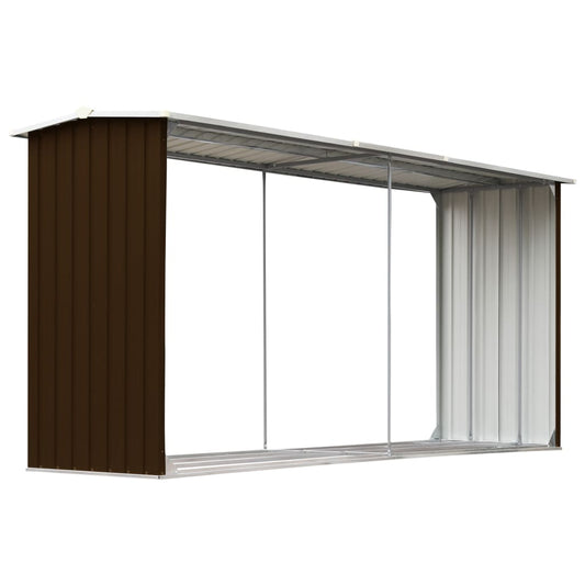 vidaXL Garden Wood Storage Shed Brown 330x92x153 cm Steel