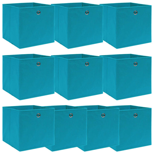 vidaXL Κουτιά Αποθήκευσης 10 τεμ. Γαλάζια 32 x 32 x 32 εκ. Υφασμάτινα