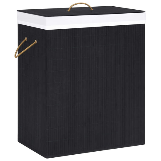 vidaXL Laundry Basket with 1 Compartment Black 83 Litres Bamboo