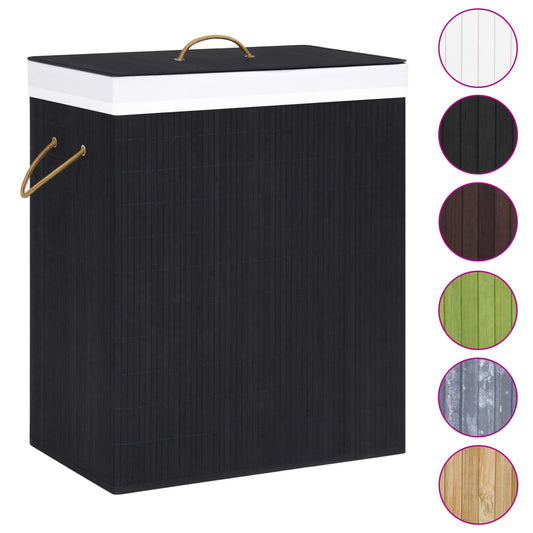 vidaXL Laundry Basket with 1 Compartment Black 83 Litres Bamboo