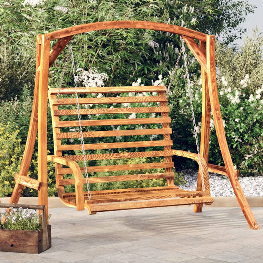 vidaXL Swing Bench 126x63x92 cm Solid Bent Wood Teak Finish