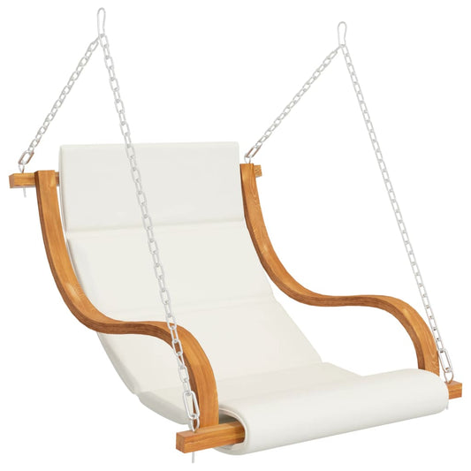 vidaXL Rocking Chair Bent Wood with Teak Finish Cream Cushion
