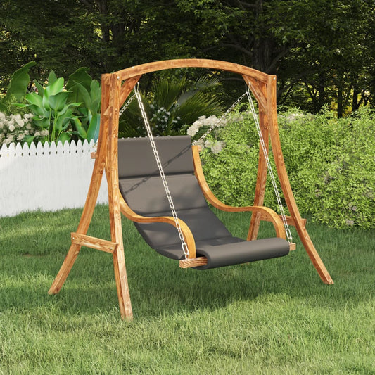 vidaXL Rocking Chair Solid Bent Wood Teak Finish Cushion