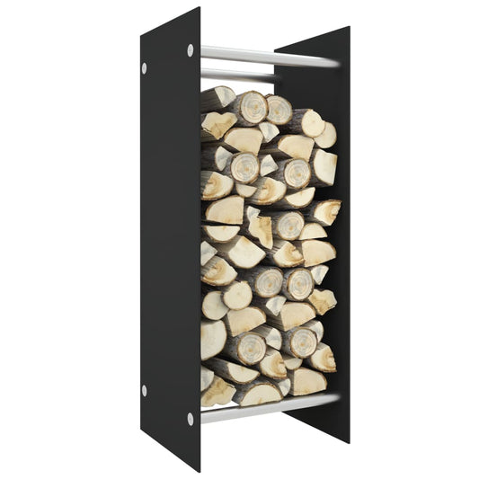 vidaXL Firewood Rack Black 40 x 35 x 100 cm Tempered Glass
