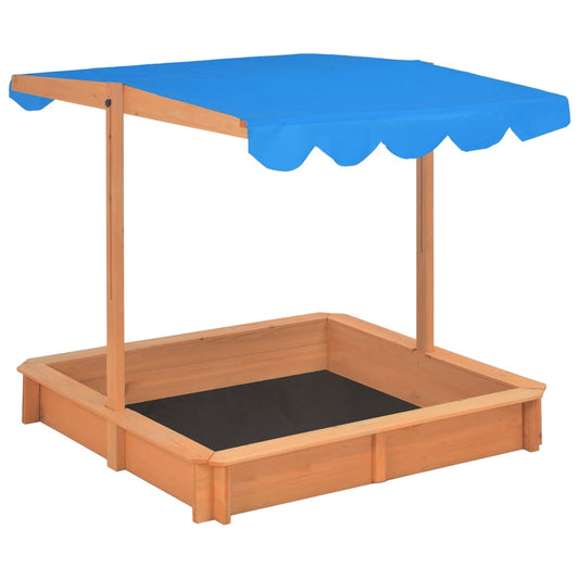 vidaXL Sandbox with Adjustable Roof 115 x 115 x 115 cm Fir Wood