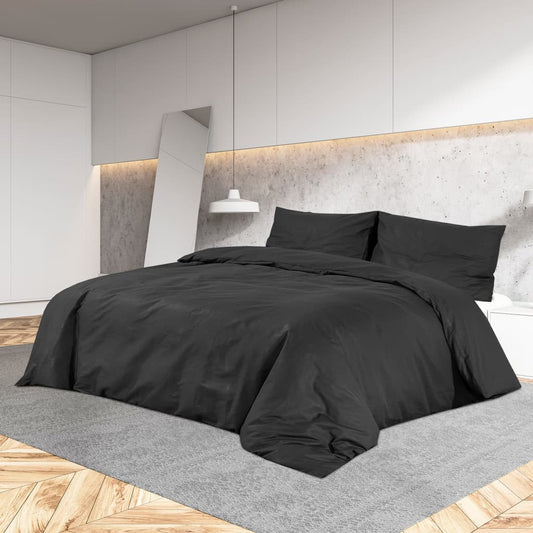 vidaXL Duvet Cover Set Black 200x220 cm Lightweight Microfiber Fabric